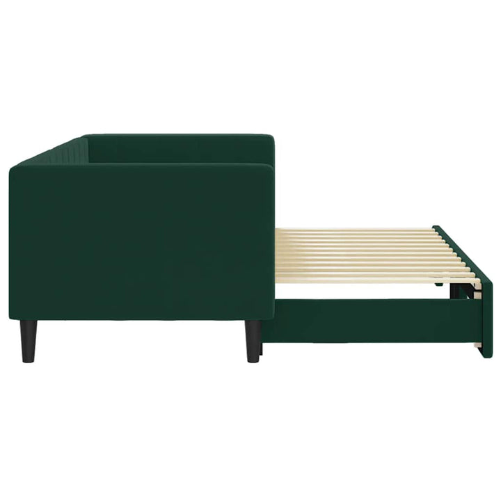 daybed med udtræk 80x200 cm velour mørkegrøn