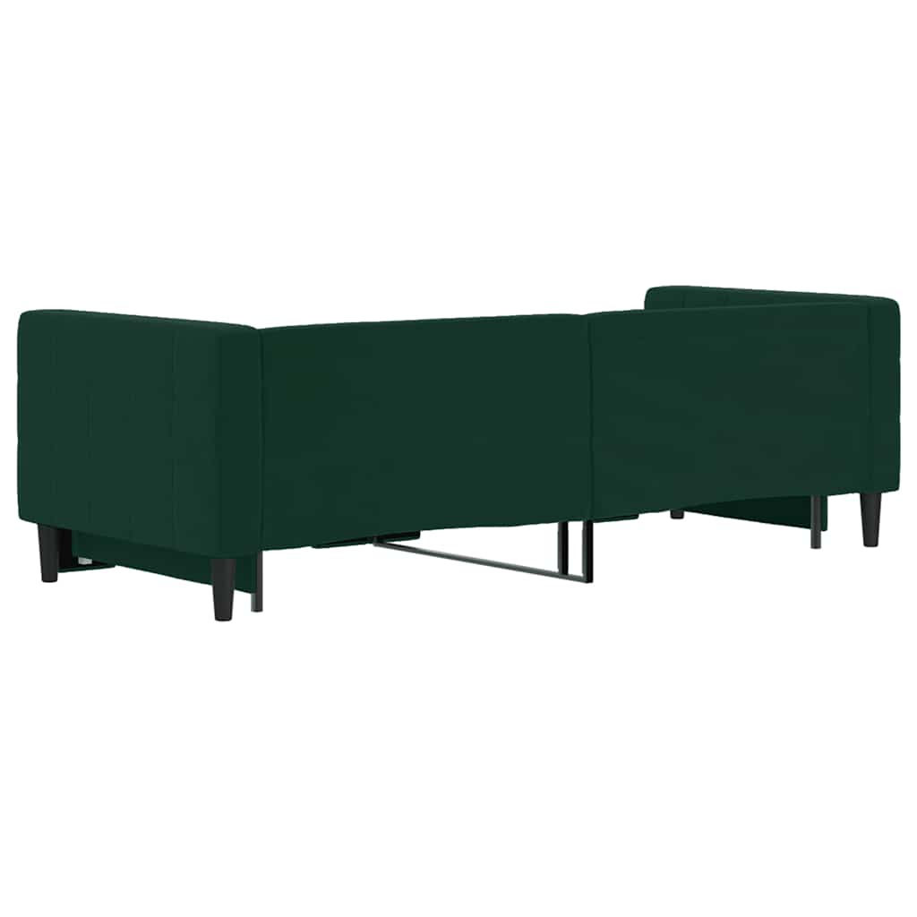 daybed med udtræk 80x200 cm velour mørkegrøn