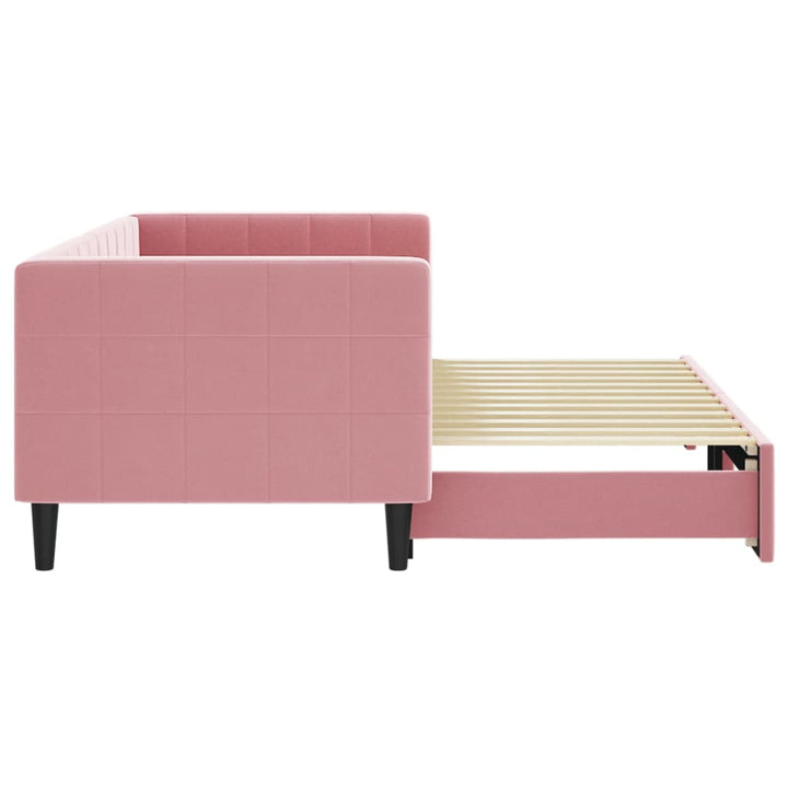daybed med udtræk 80x200 cm velour lyserød