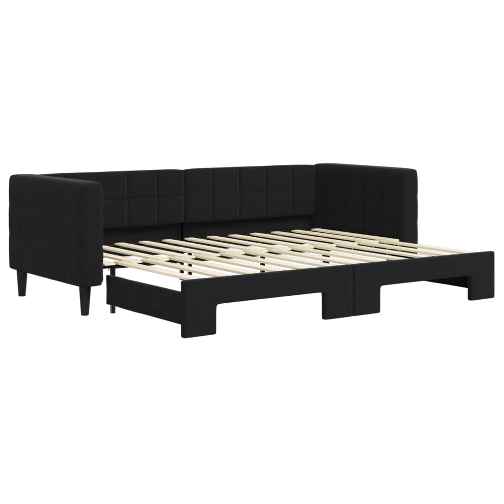 daybed med udtræk 80x200 cm velour sort