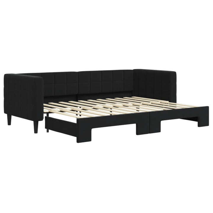 daybed med udtræk 80x200 cm velour sort