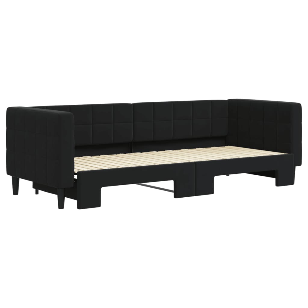 daybed med udtræk 80x200 cm velour sort