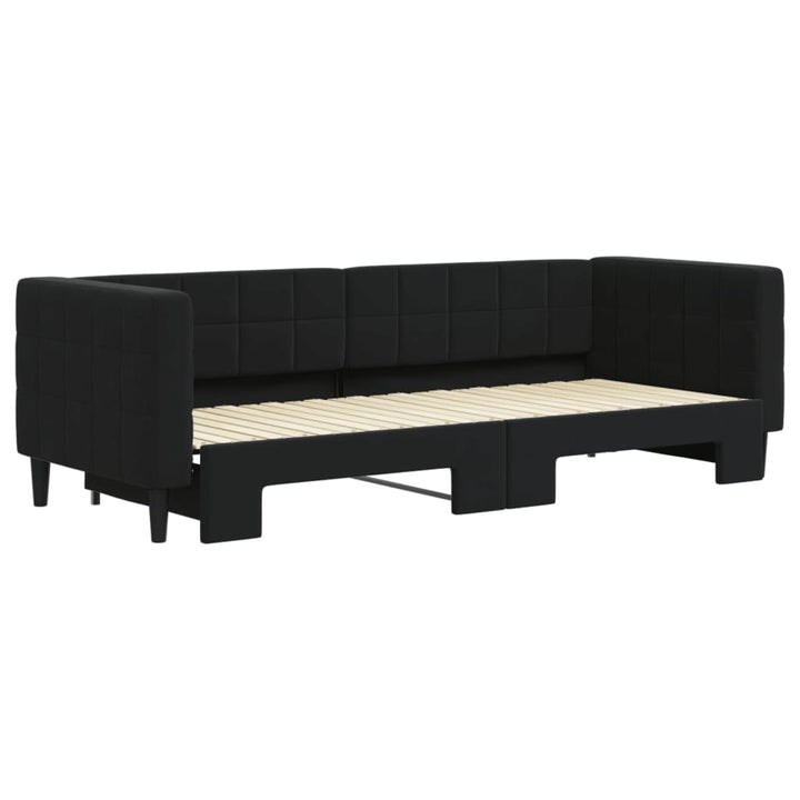 daybed med udtræk 80x200 cm velour sort