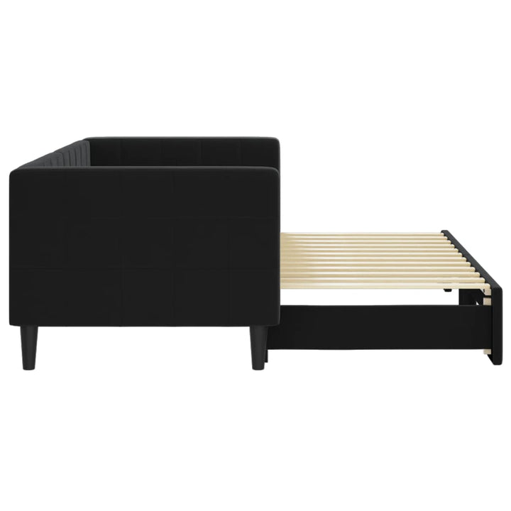 daybed med udtræk 80x200 cm velour sort