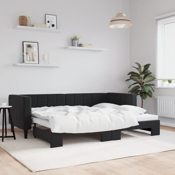 daybed med udtræk 80x200 cm velour sort