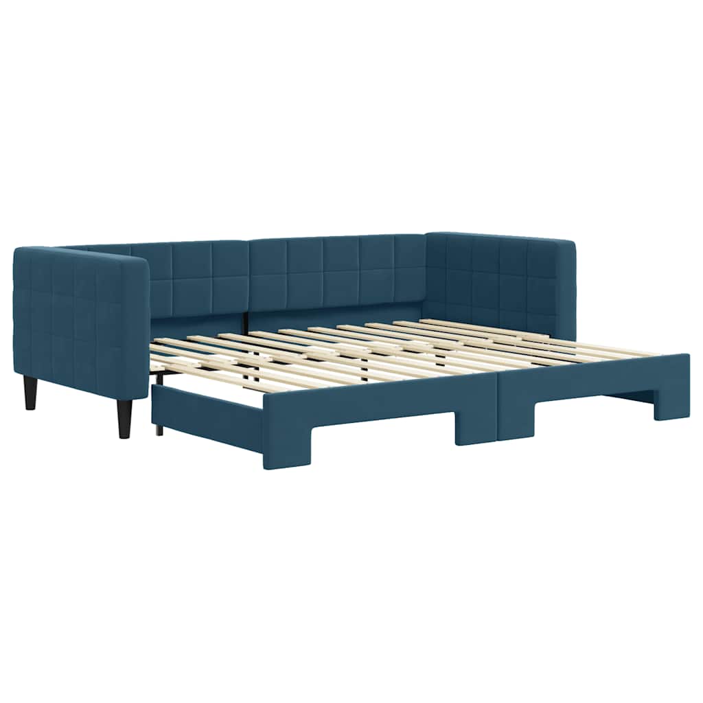 daybed med udtræk 90x200 cm velour blå