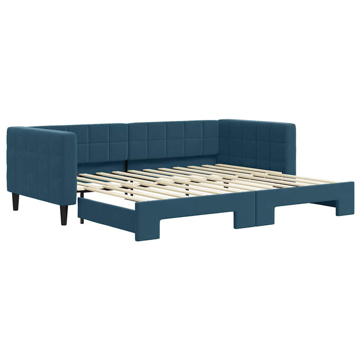 daybed med udtræk 90x200 cm velour blå