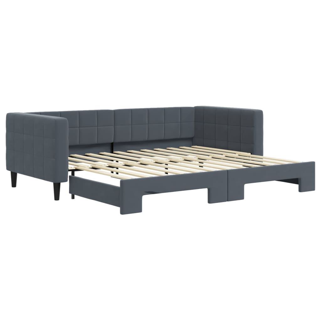 daybed med udtræk 90x200 cm velour mørkegrå