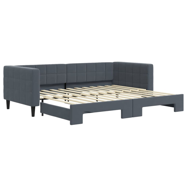 daybed med udtræk 90x200 cm velour mørkegrå