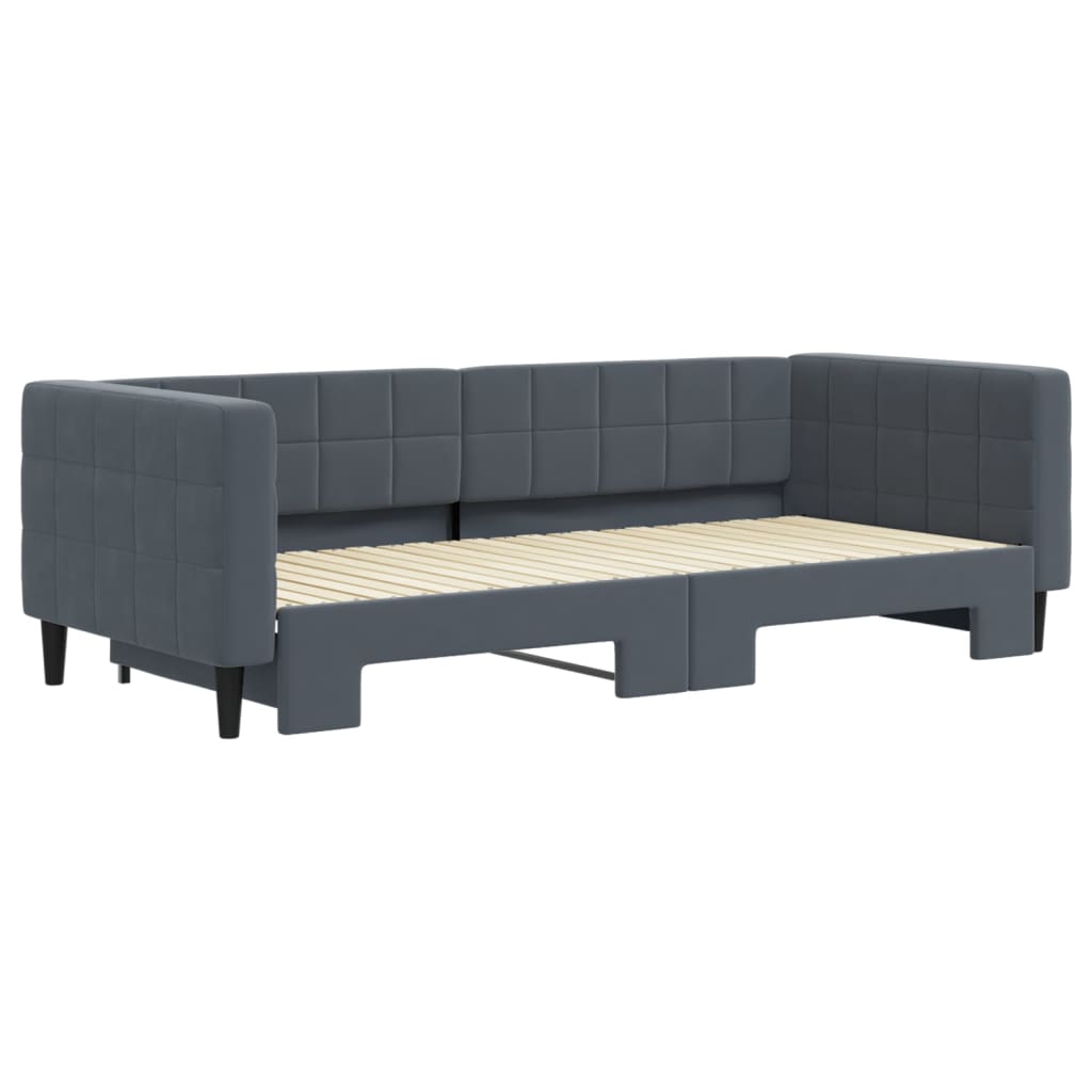 daybed med udtræk 90x200 cm velour mørkegrå