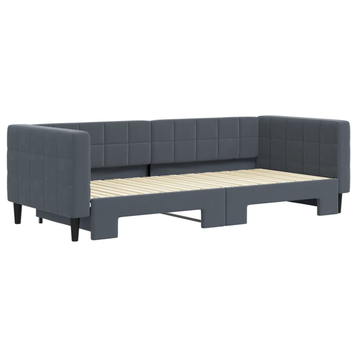 daybed med udtræk 90x200 cm velour mørkegrå