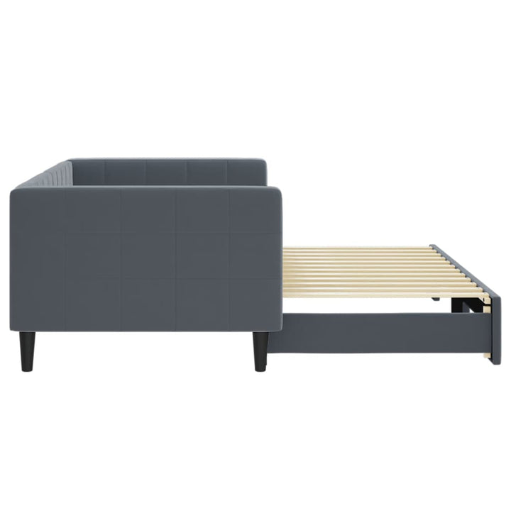 daybed med udtræk 90x200 cm velour mørkegrå