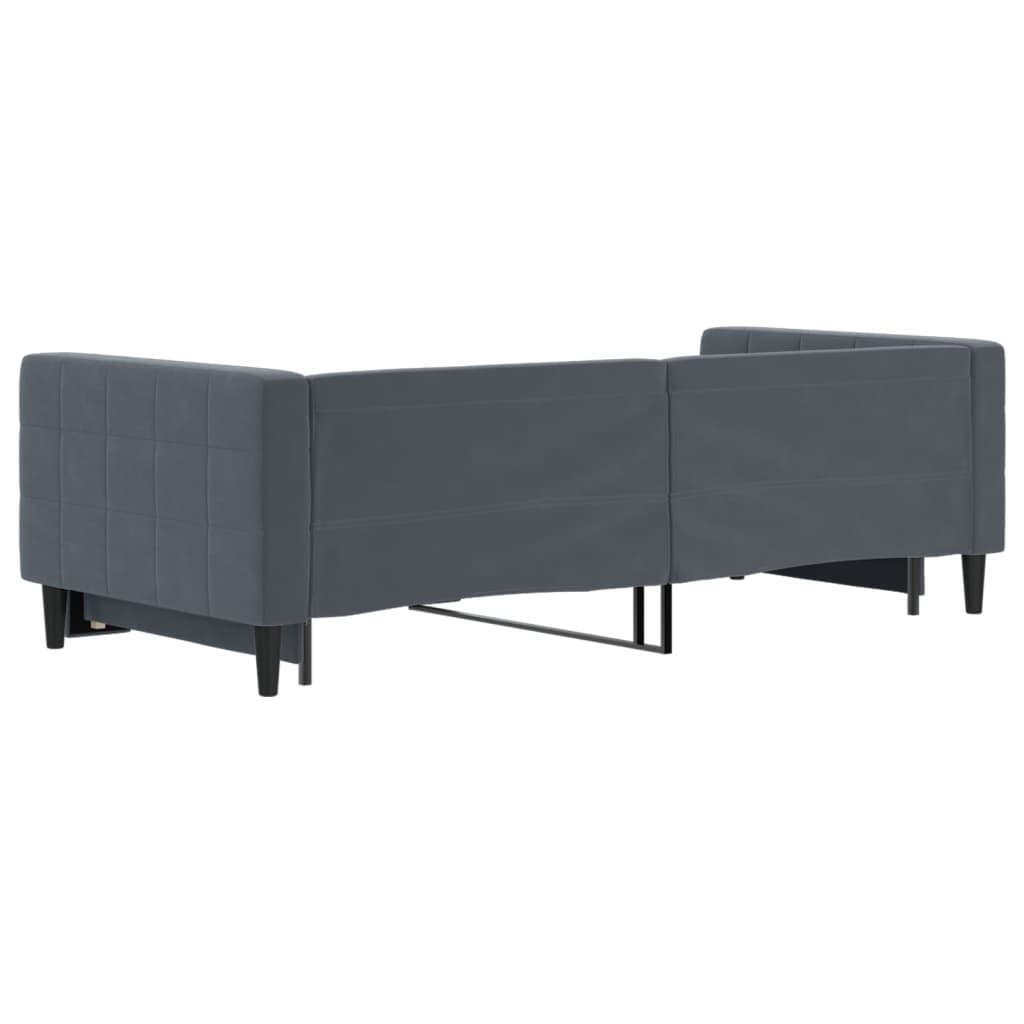 daybed med udtræk 90x200 cm velour mørkegrå