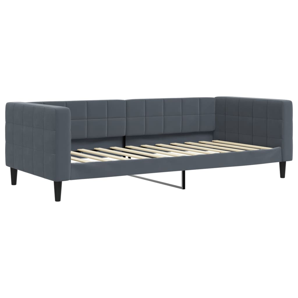 daybed med udtræk 90x200 cm velour mørkegrå
