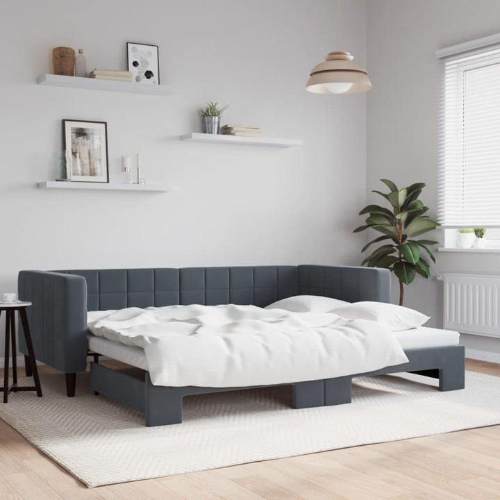 daybed med udtræk 90x200 cm velour mørkegrå