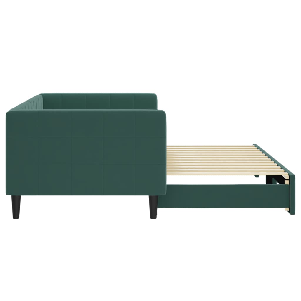 daybed med udtræk 90x200 cm velour mørkegrøn