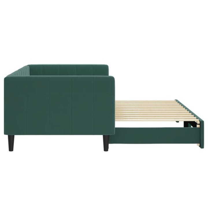daybed med udtræk 90x200 cm velour mørkegrøn
