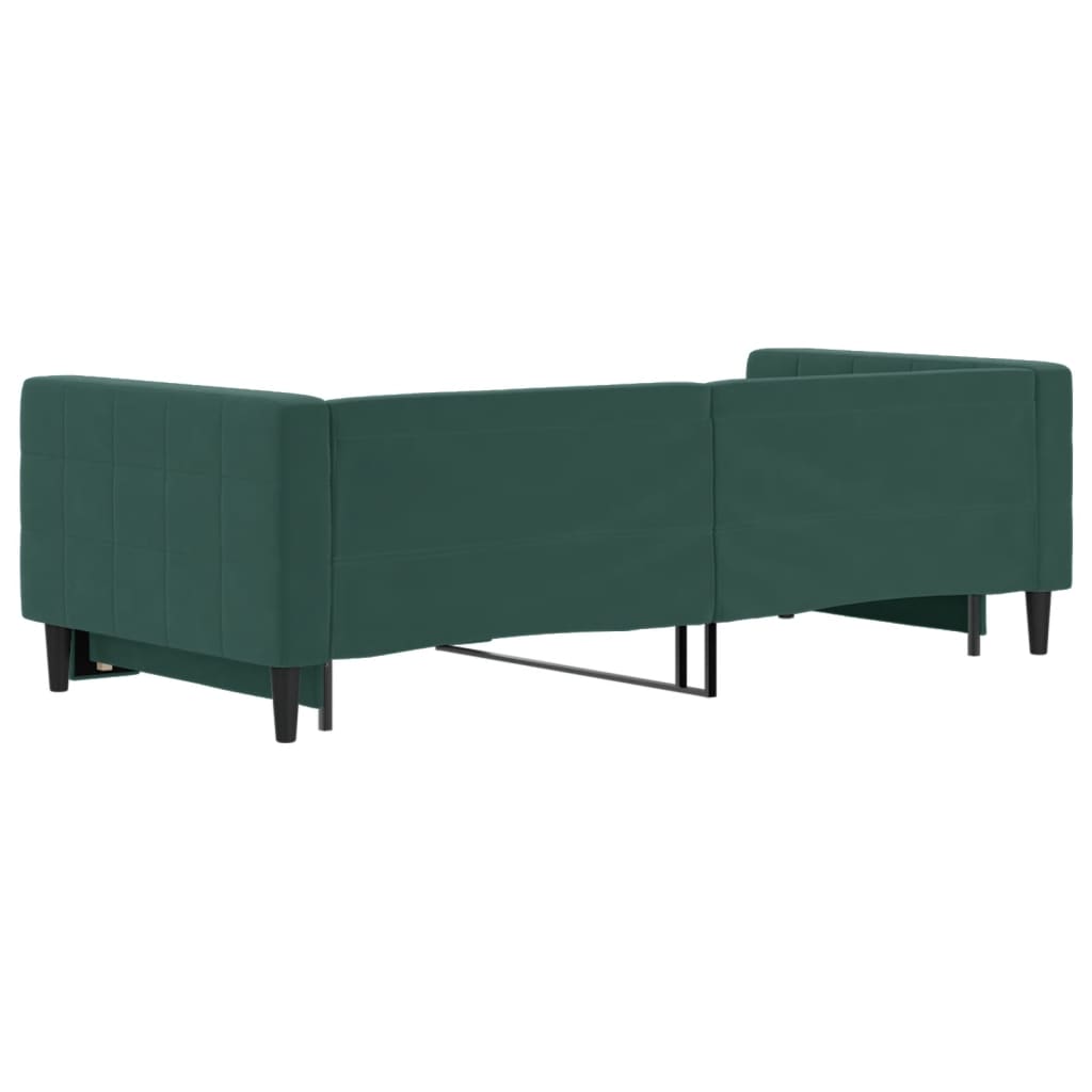 daybed med udtræk 90x200 cm velour mørkegrøn