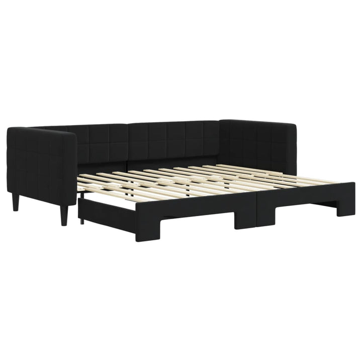 daybed med udtræk 90x200 cm velour sort