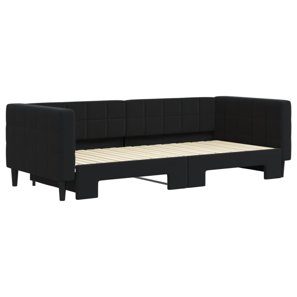 daybed med udtræk 90x200 cm velour sort
