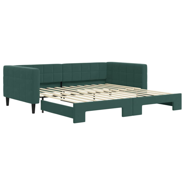 daybed med udtræk 100x200 cm velour mørkegrøn