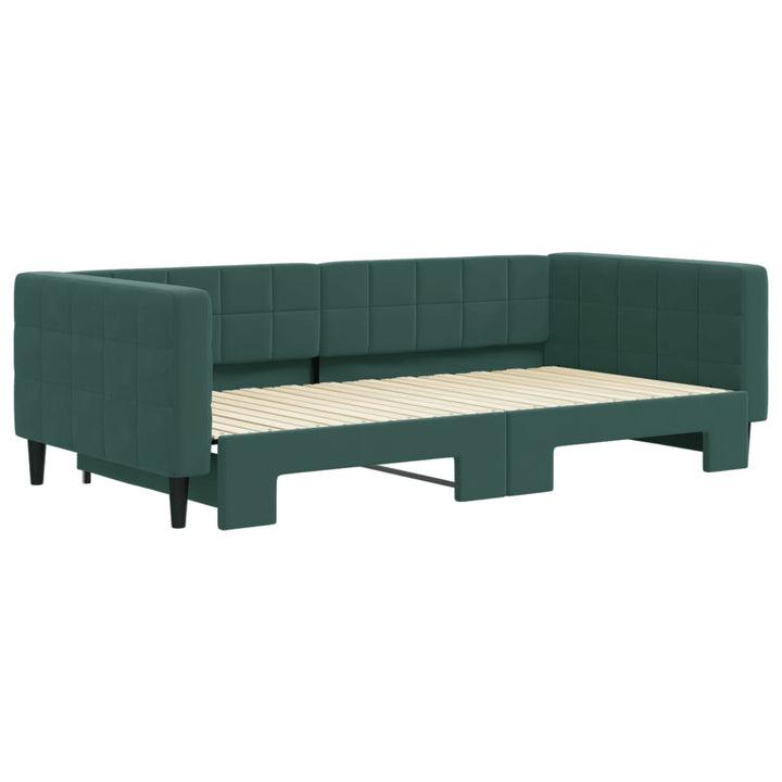 daybed med udtræk 100x200 cm velour mørkegrøn