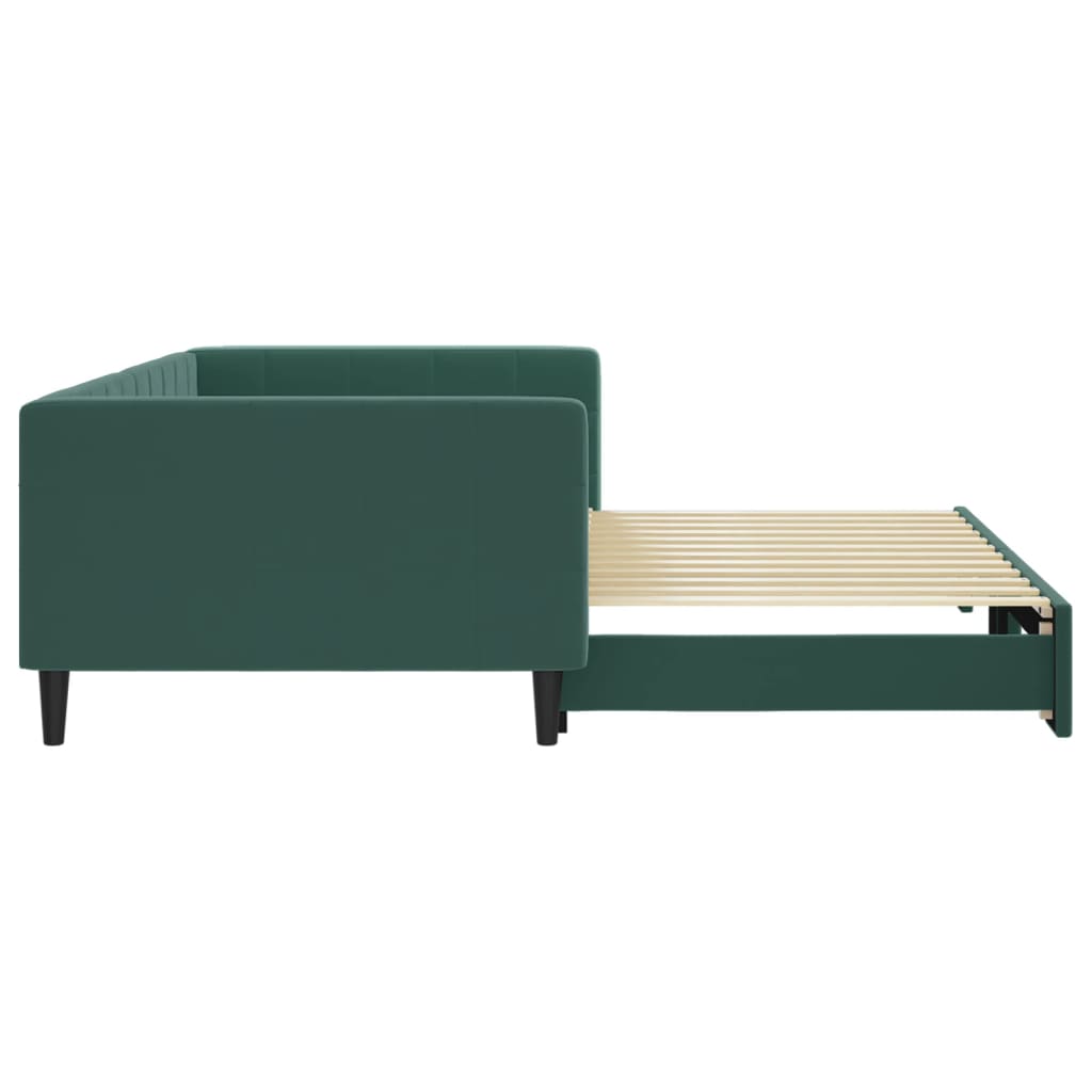 daybed med udtræk 100x200 cm velour mørkegrøn