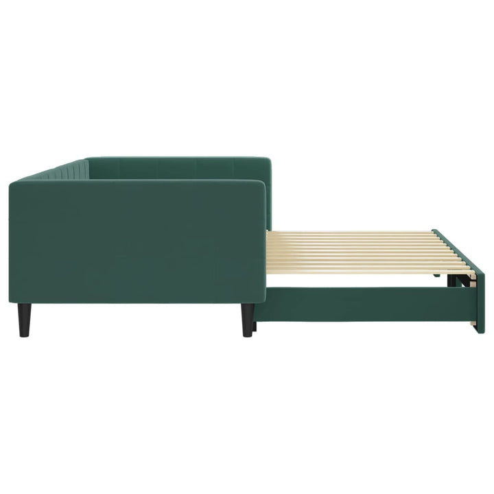 daybed med udtræk 100x200 cm velour mørkegrøn