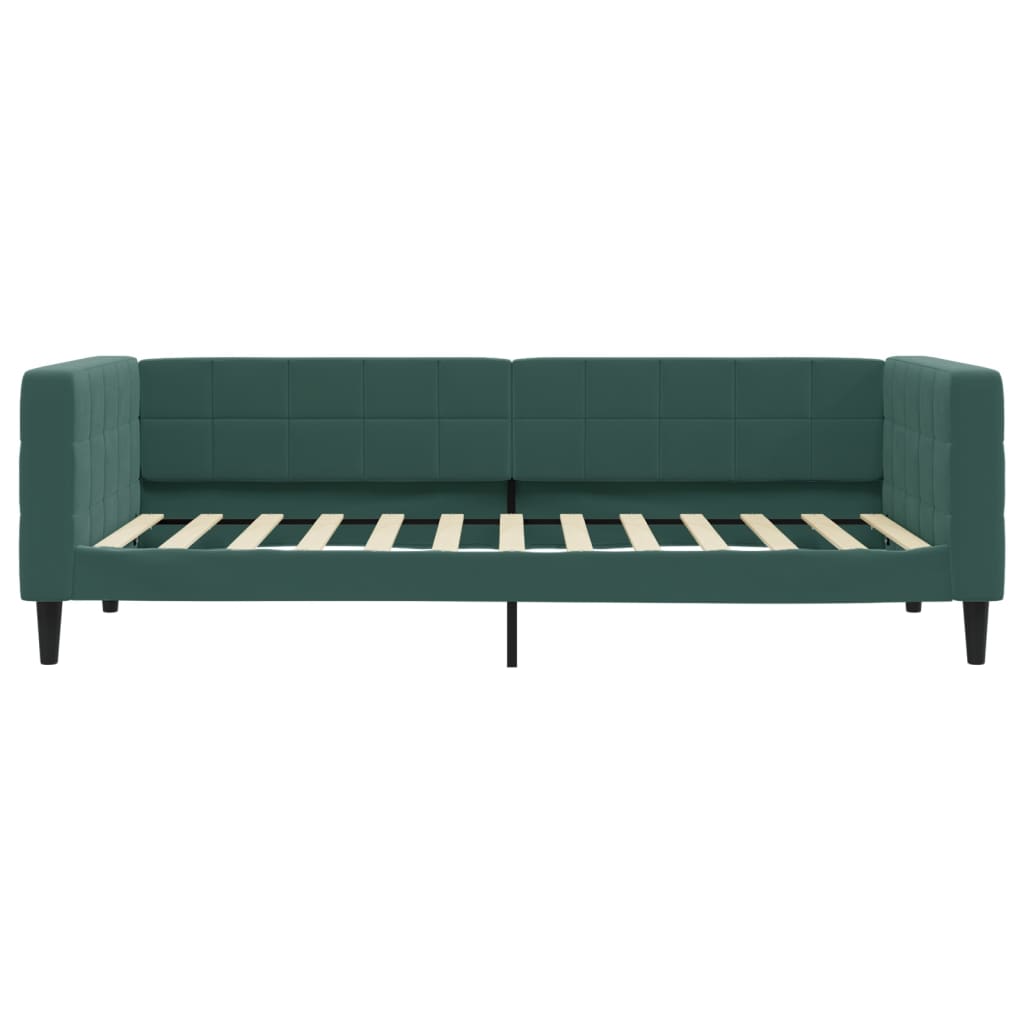 daybed med udtræk 100x200 cm velour mørkegrøn