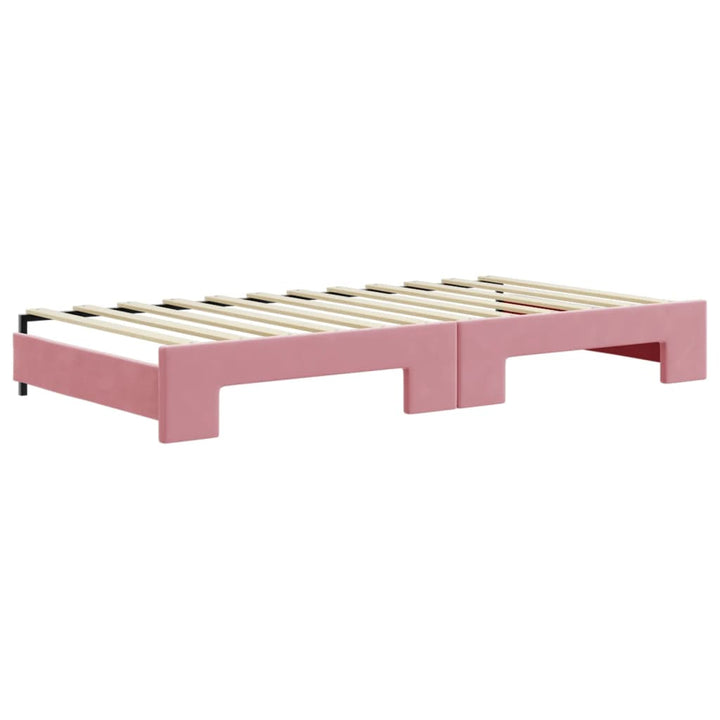 daybed med udtræk 100x200 cm velour lyserød