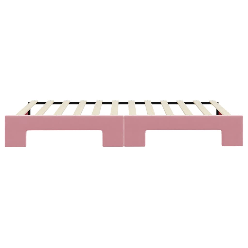 daybed med udtræk 100x200 cm velour lyserød