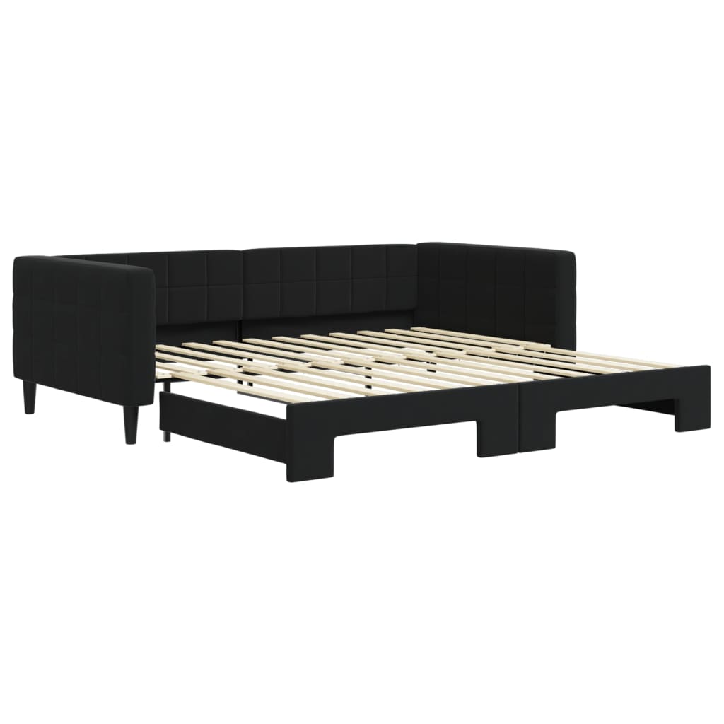 daybed med udtræk 100x200 cm velour sort