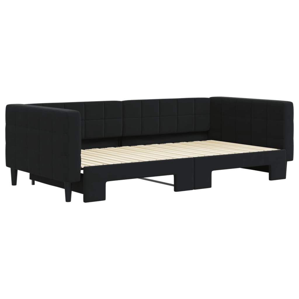 daybed med udtræk 100x200 cm velour sort