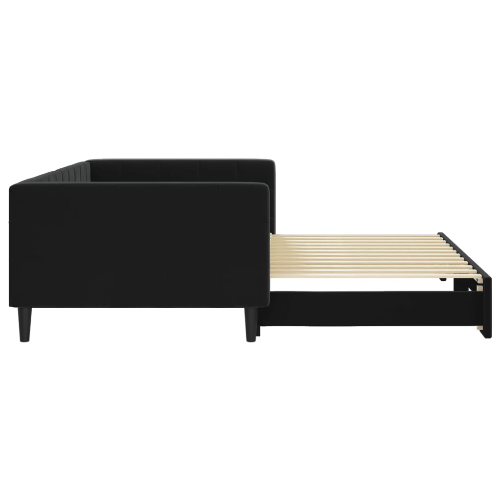 daybed med udtræk 100x200 cm velour sort