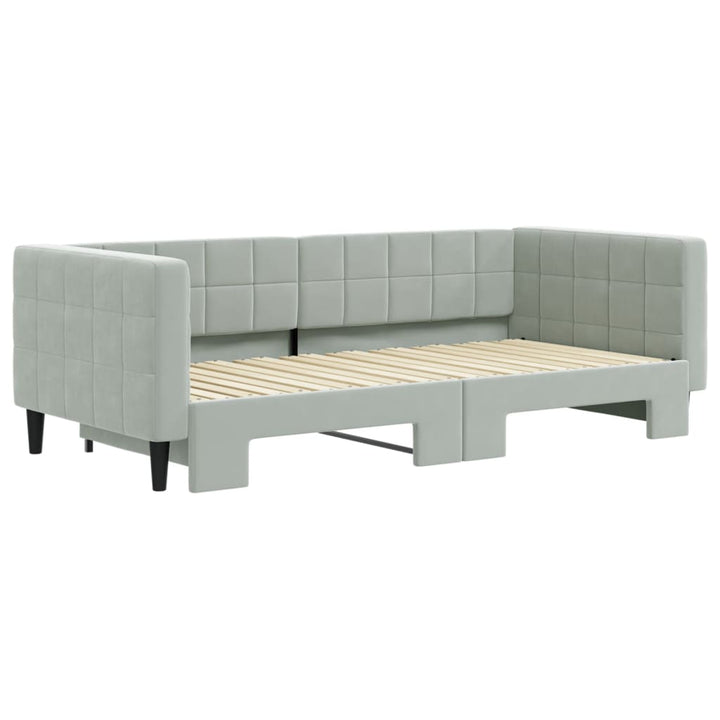 daybed med udtræk 90x190 cm velour lysegrå