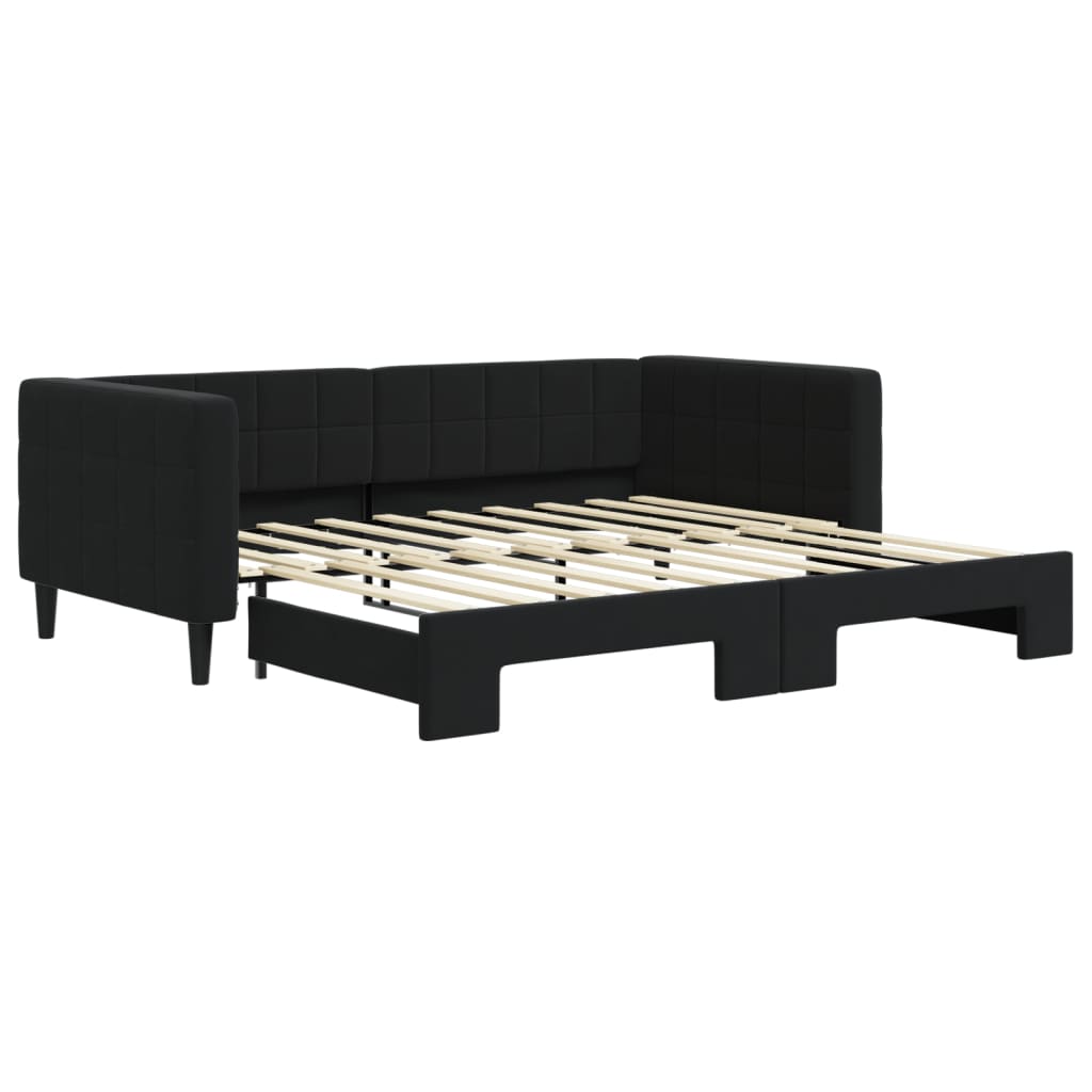 daybed med udtræk 90x190 cm velour sort