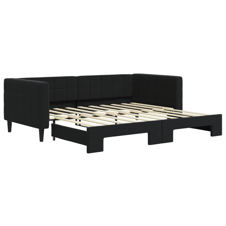 daybed med udtræk 90x190 cm velour sort