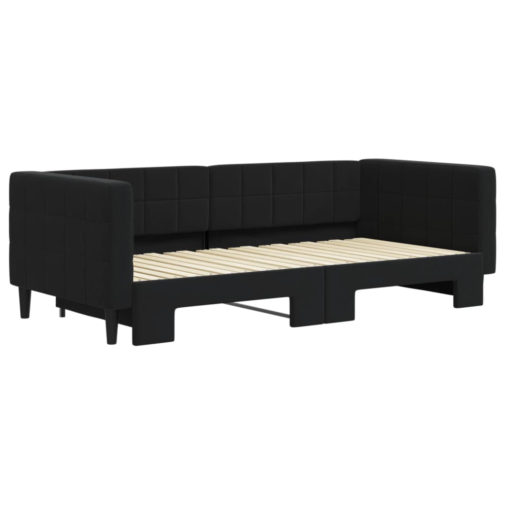 daybed med udtræk 90x190 cm velour sort