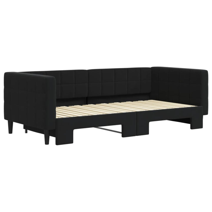daybed med udtræk 90x190 cm velour sort