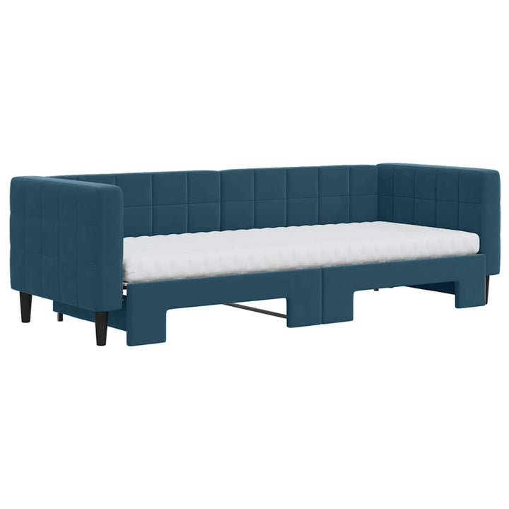 daybed med udtræk og madras 80x200 cm velour blå