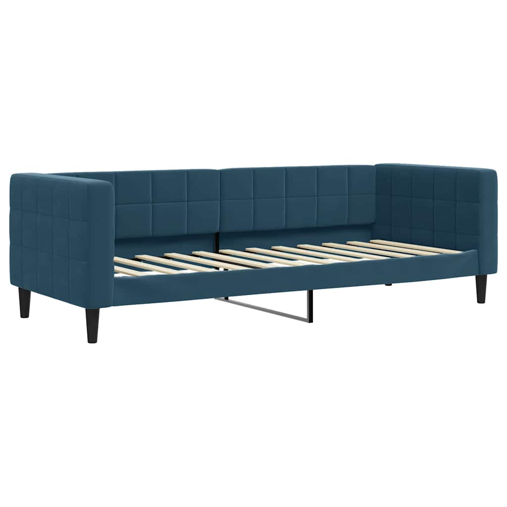 daybed med udtræk og madras 80x200 cm velour blå