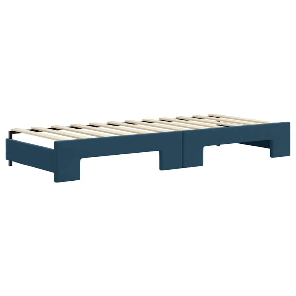 daybed med udtræk og madras 80x200 cm velour blå