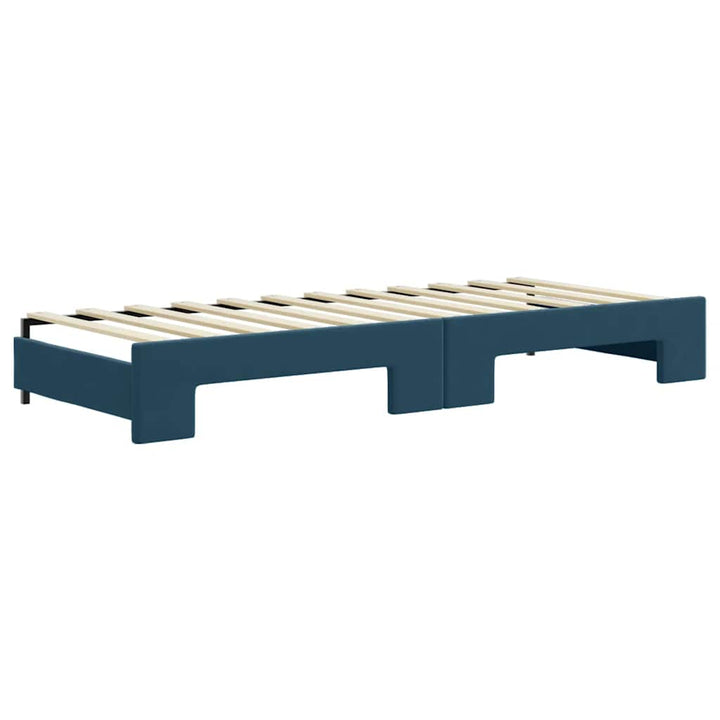 daybed med udtræk og madras 80x200 cm velour blå