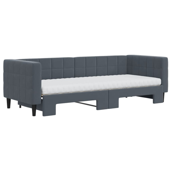 daybed med udtræk og madras 80x200 cm velour mørkegrå