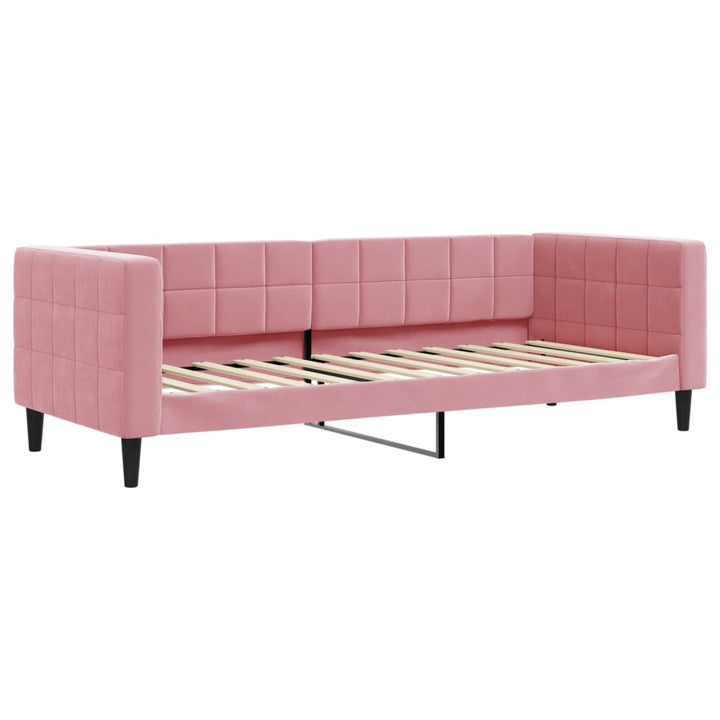 daybed med udtræk og madras 80x200 cm velour lyserød