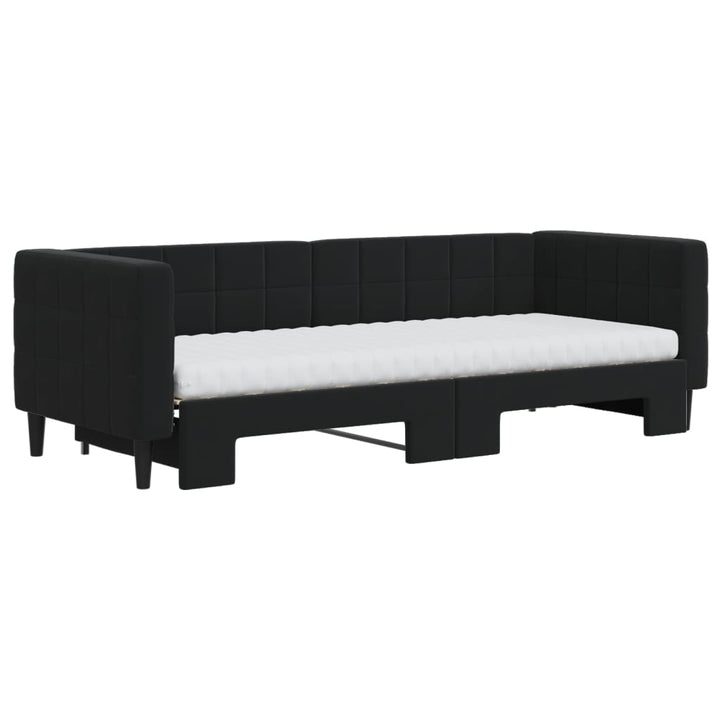 daybed med udtræk og madras 80x200 cm velour sort