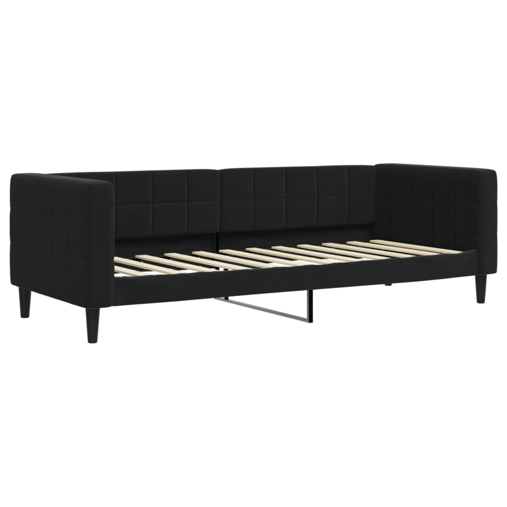 daybed med udtræk og madras 80x200 cm velour sort