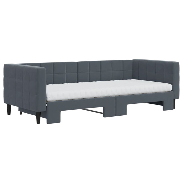 daybed med udtræk og madras 90x200 cm velour mørkegrå