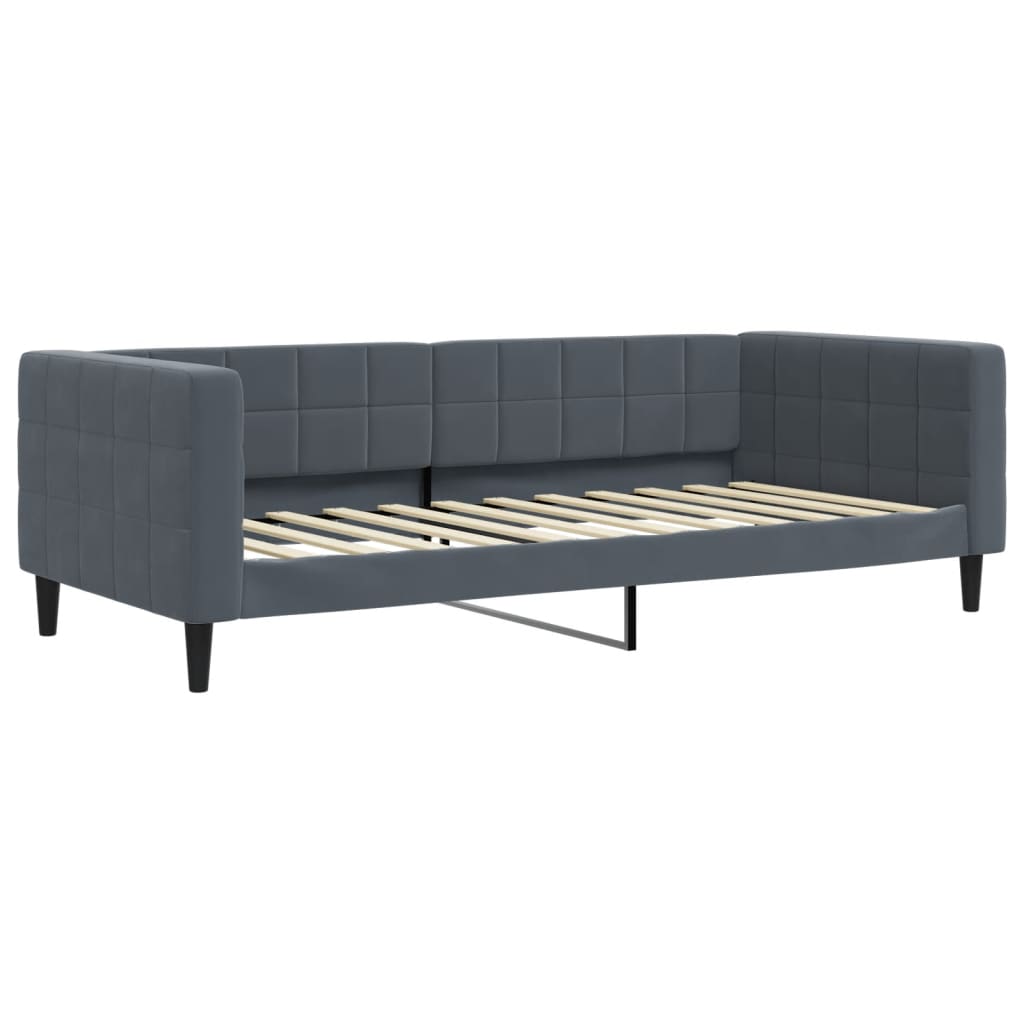 daybed med udtræk og madras 90x200 cm velour mørkegrå