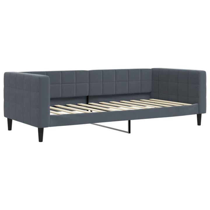 daybed med udtræk og madras 90x200 cm velour mørkegrå